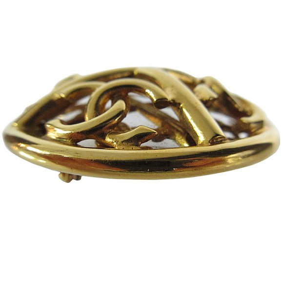 CHANEL Gold Logo Brooch - Picture 3 of 5